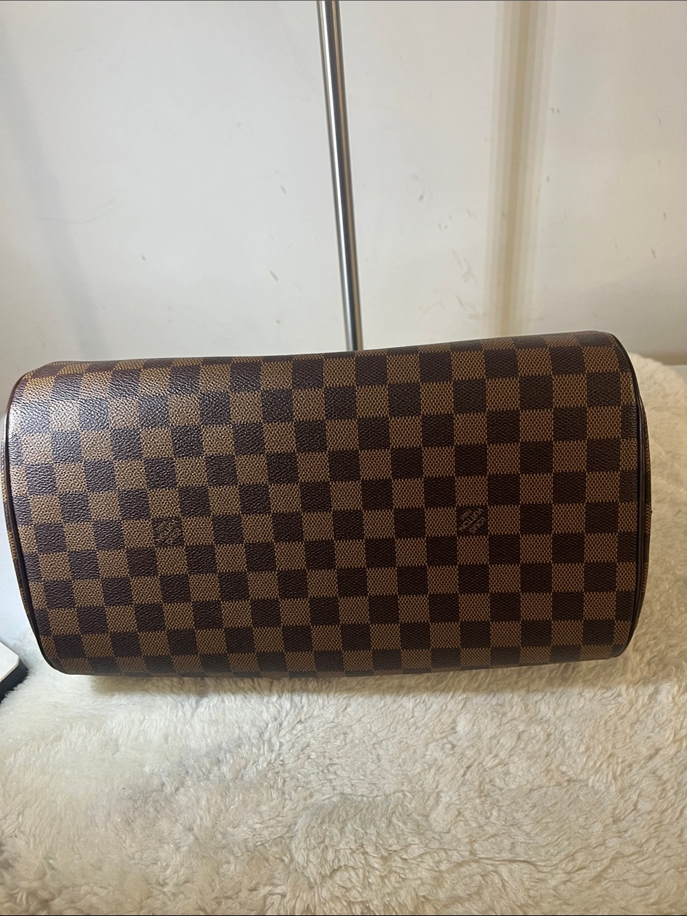 Louis Vuitton Brown Checkered Dome Satchel with Gold Hardware - Picture 5 of 7